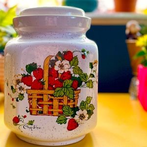 Vintage Pottery Craft Cindy Sims Strawberry Cookie Jar